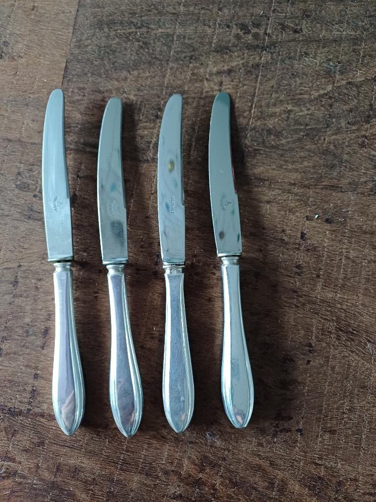 4 zilveren fruitmesjes, gemerkt met 830S, lengte 16,5 cm, Antiek en Kunst, Antiek | Bestek, Ophalen of Verzenden