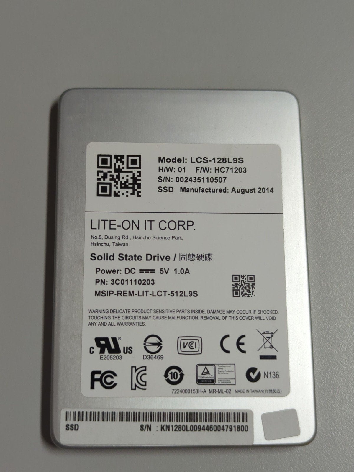 Lite-On LCS-128L9S 128GB SSD - Zo goed als nieuw, Server, Ophalen of Verzenden, Zo goed als nieuw, Lite-On