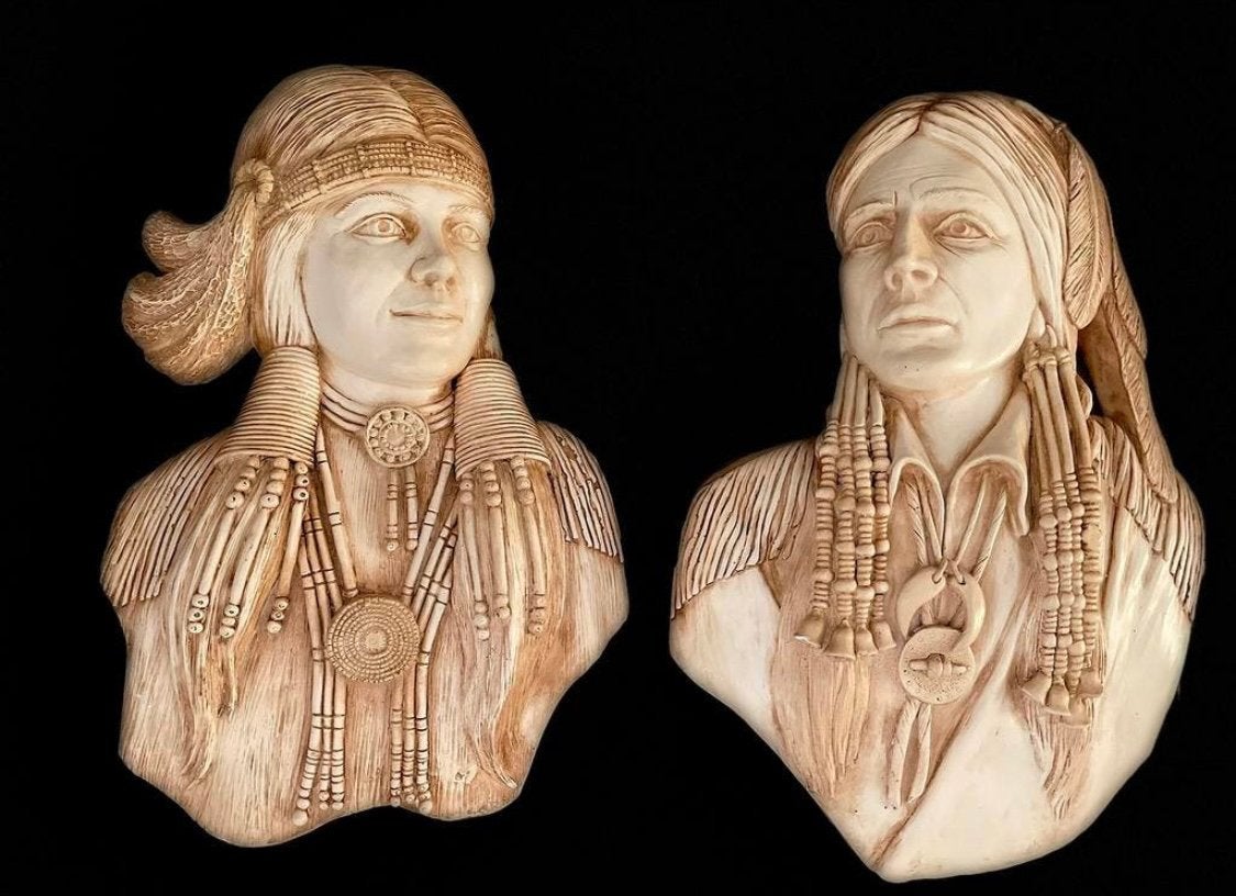 2 X Vintage Beeld Apsit Bros Of Calif Indiaan Indianen, Ophalen, Zo goed als nieuw, Mens