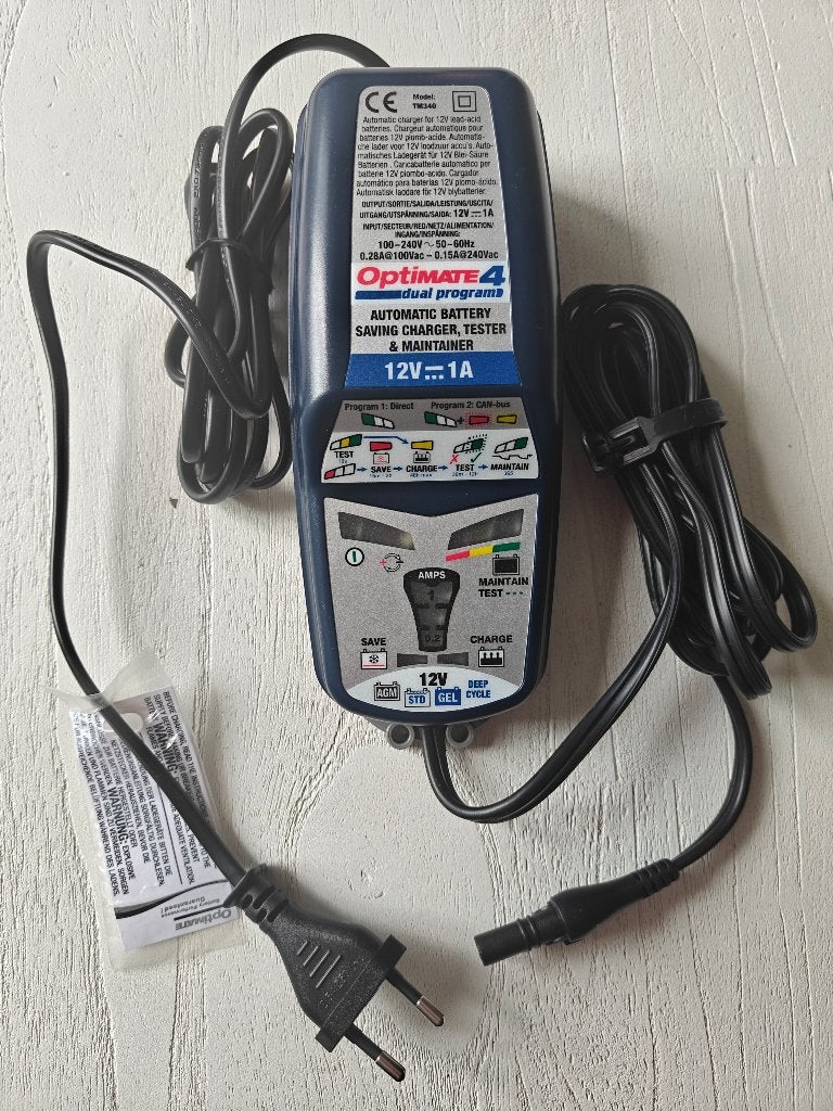 Optimate 4 dual, (Druppel)Lader,  12V 1A, Motoren, Ophalen of Verzenden