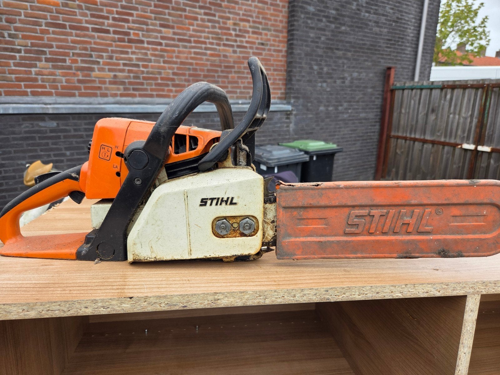 Stihl moterzaag op benzine/2takt, Ophalen, Gebruikt