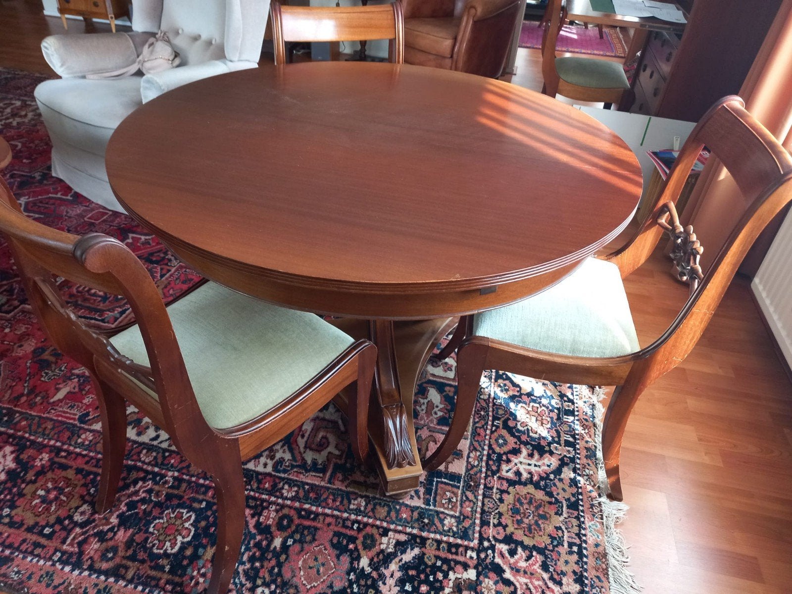 Mahonie Biedermeier eethoek, Antiek en Kunst, Ophalen