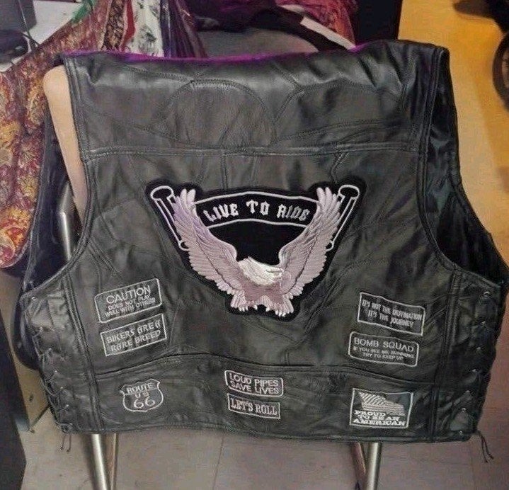 Leren motorvest met patches - 'Live to Ride' 4XL, Dames, Live to ride, Ophalen of Verzenden, Nieuw zonder kaartje