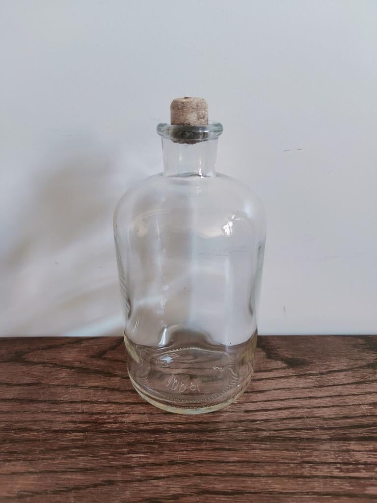 Lege glazen fles met kurk dop 100 cl, Ophalen of Verzenden, Zo goed als nieuw, Overige typen
