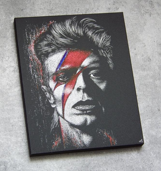 David Bowie Handgegraveerd/Geschilderd Schilderij, Antiek en Kunst, Ophalen of Verzenden