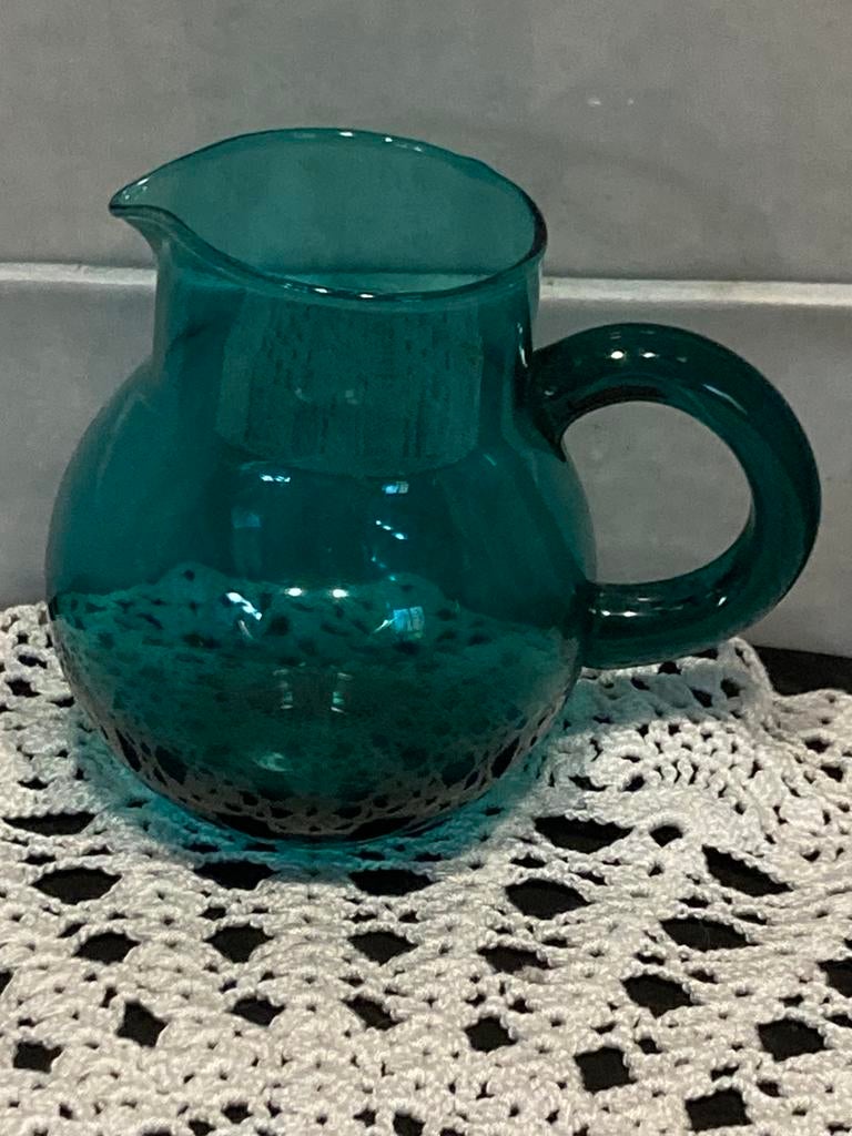 Melkkannetje zeegroen glas (160426), Ophalen of Verzenden, Minder dan 50 cm, Groen, Glas