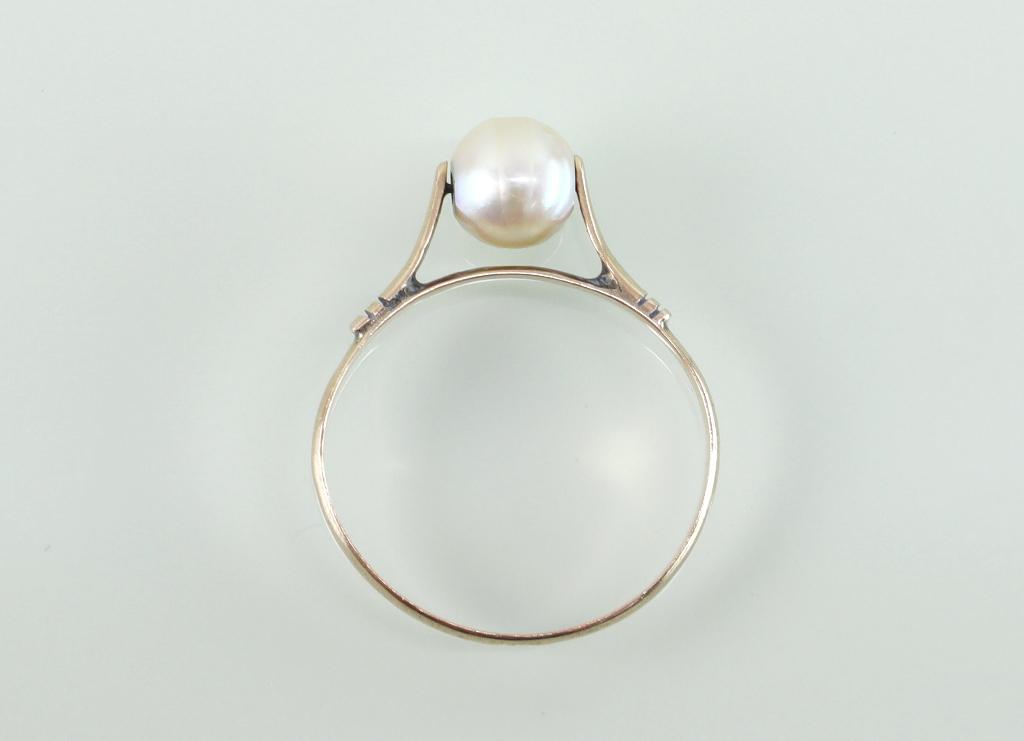 Antieke roségouden ring met draaibare parel, Ophalen of Verzenden, Goud, Ring, Met edelsteen