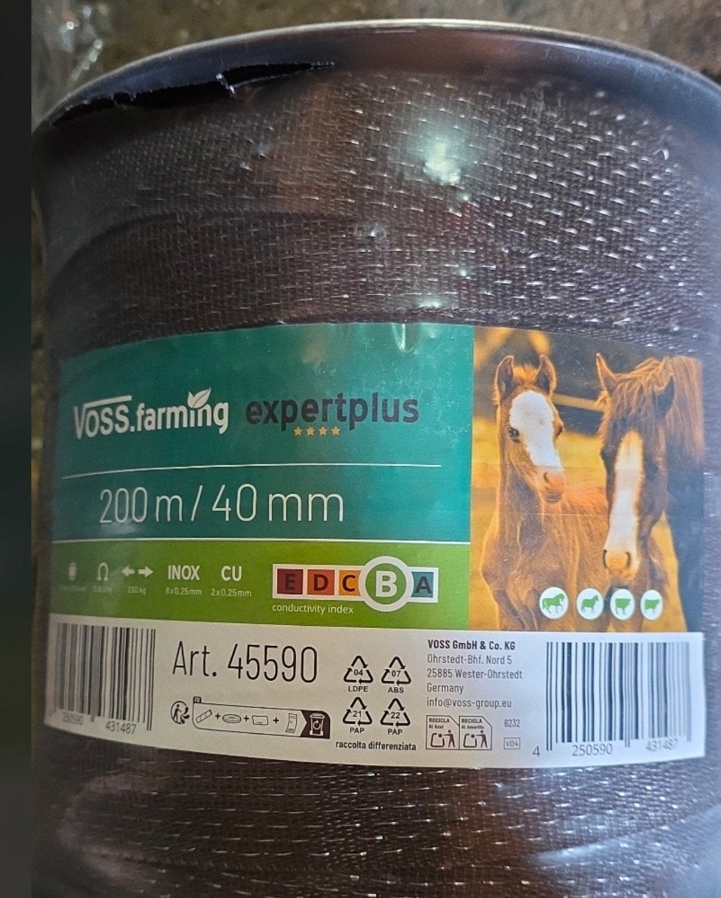 VOSS farming expertplus Schrikdraadlint 200m 40mm Bruin, Dieren en Toebehoren, Stalling en Weidegang, Leukespullenkleineprijsjes