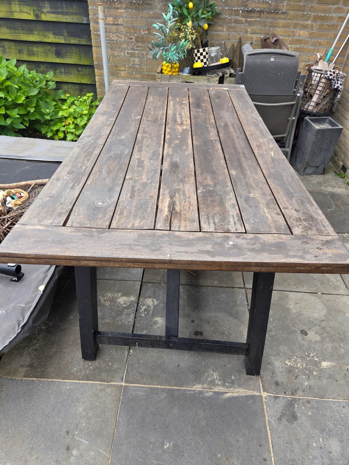 Gratis teak houten tuintafel, Ophalen of Verzenden, Gebruikt, Rechthoekig, Teakhout