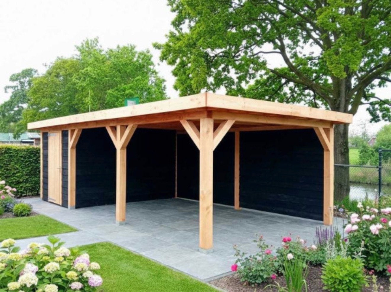 Overkapping met berging - Douglas/Zweeds Rabat 850x500x256, Ophalen, Nieuw, Overige typen