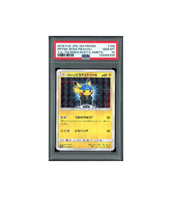 Pokemon Pretend Boss Pikachu Team Aqua Promo #192 PSA 10, Ophalen of Verzenden, Zo goed als nieuw, Losse kaart, Foil