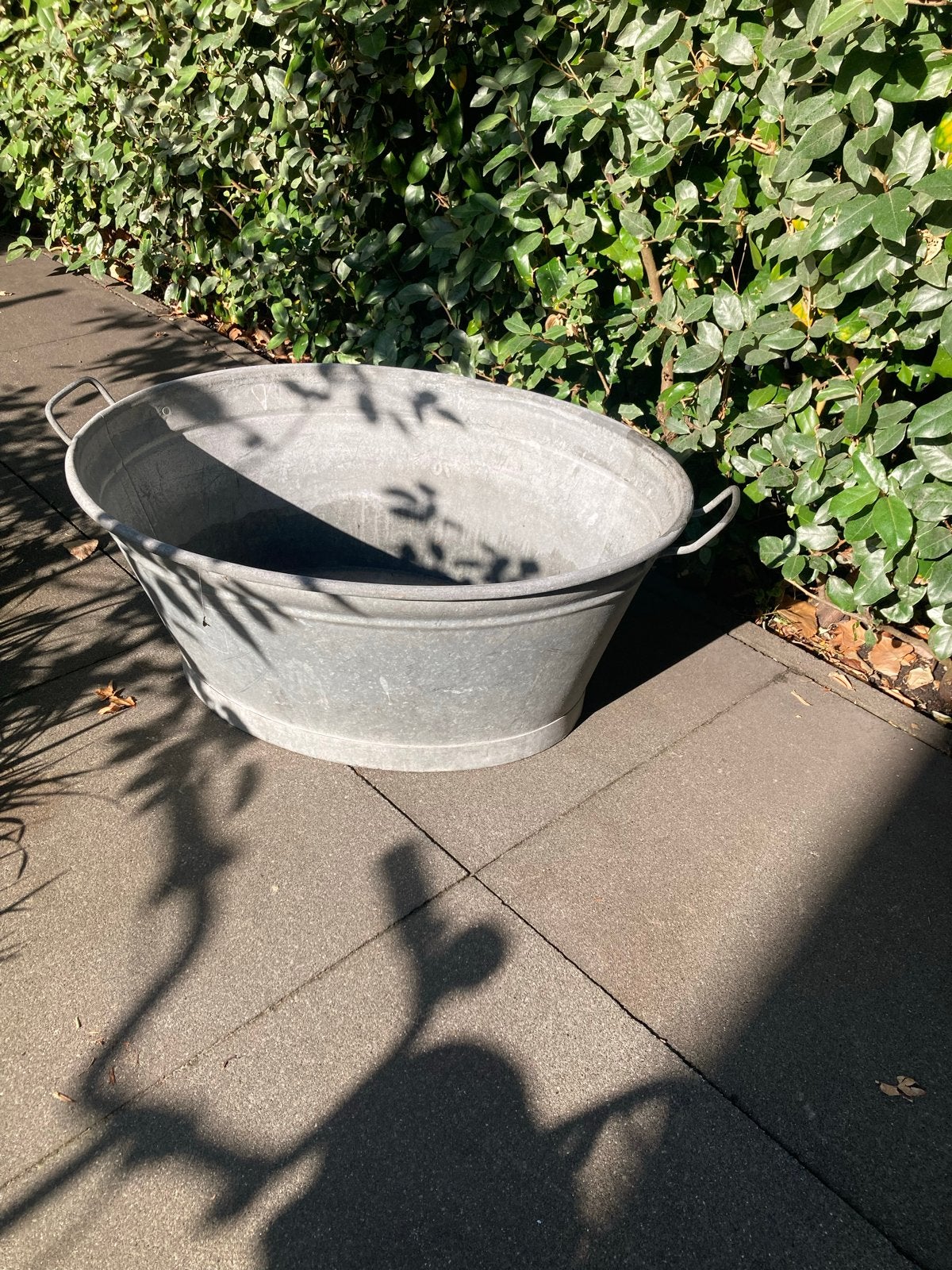 Grote zinken teil / bad met handvatten, Ophalen