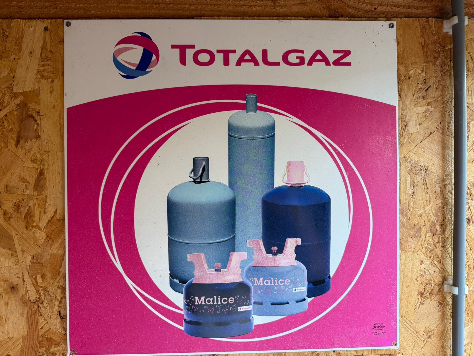 Totalgaz reclamebord bord geen emaille, Ophalen, Gebruikt, Reclamebord