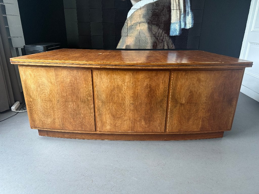 vintage directiebureau jaren 50/60 van Eckhart, Huis en Inrichting, Bureaus, Ophalen, Gebruikt, Hout, Overige merken