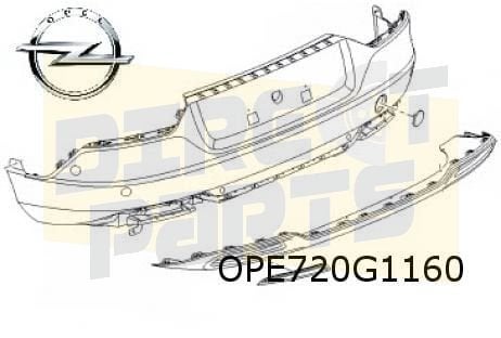 Opel Grandland X (11/17-8/21) achterbumper zwart (bij zilver