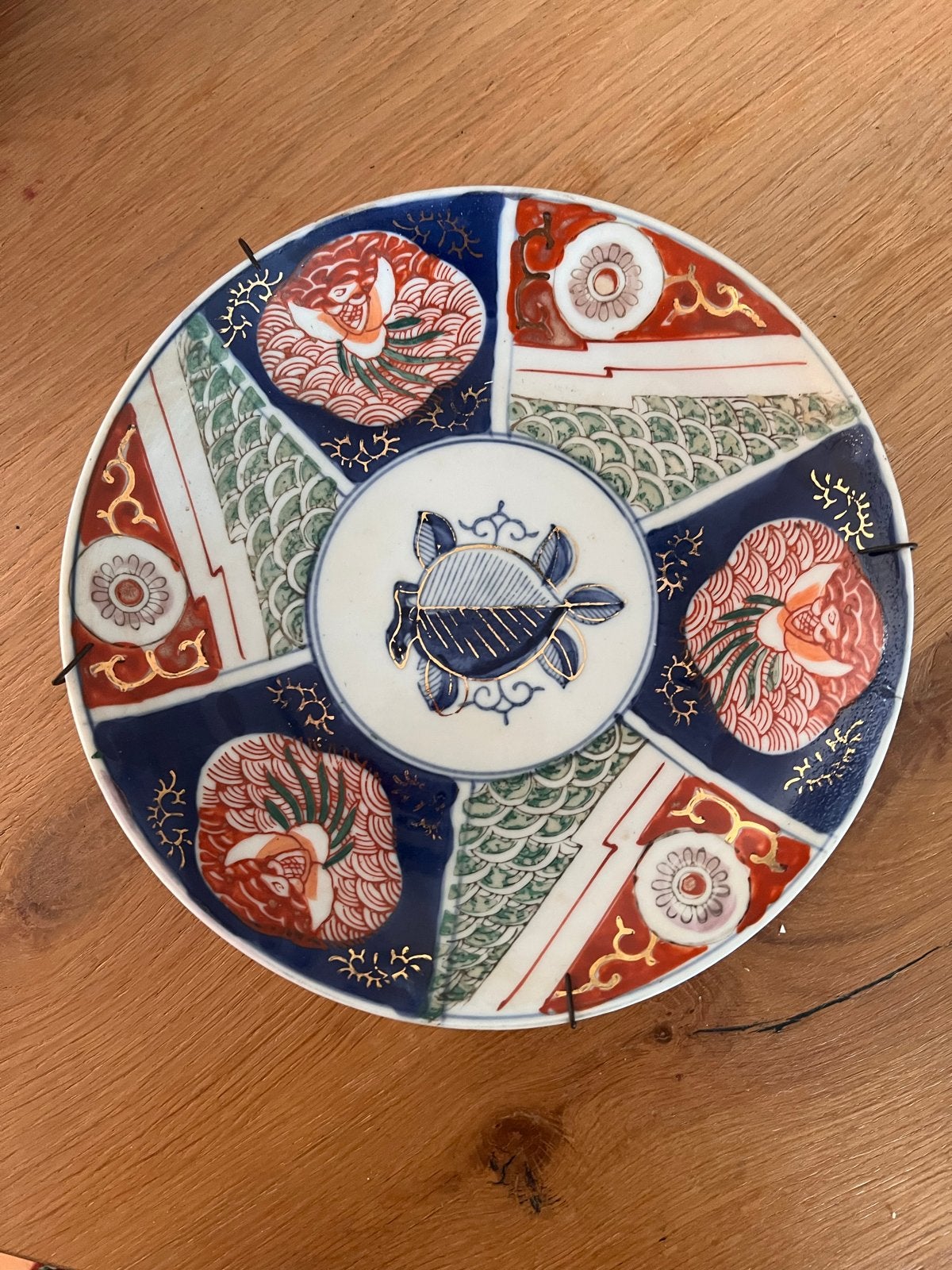 Antiek Japans Imari porseleinen bord met schildpad, Ophalen of Verzenden