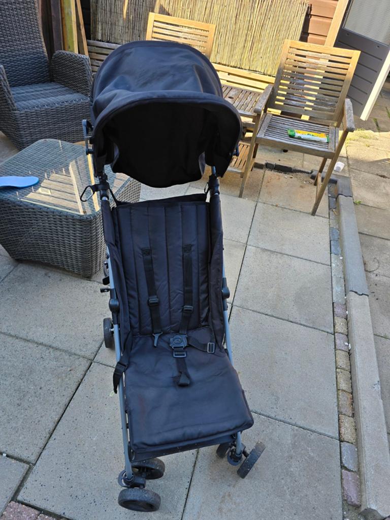 Compacte zwarte Prenatal Plus Buggy met zonnekap, Ophalen of Verzenden, Gebruikt, Zonnekap
