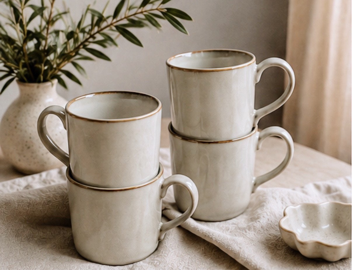 Set Dutch Rose Organic mokken – naturel / beige, Huis en Inrichting, Keuken | Servies, Ophalen of Verzenden, Zo goed als nieuw