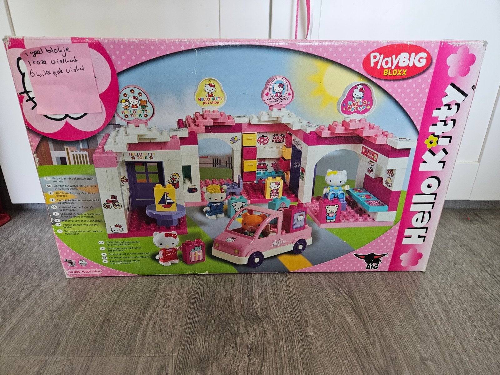 PlayBIG Bloxx Hello Kitty Huis met ontbrekende blokjes, Ophalen of Verzenden, Gebruikt