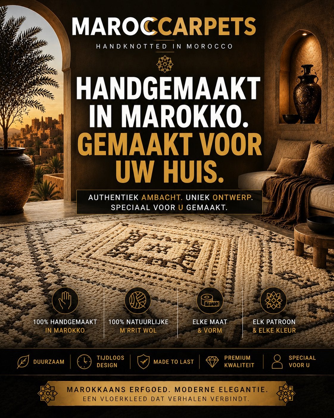 Luxe handgeknoopte Marokkaanse M'rrit wollen vloerkleden, Ophalen of Verzenden, Maroccarpets, Info@maroccarpets.com, Rechthoekig