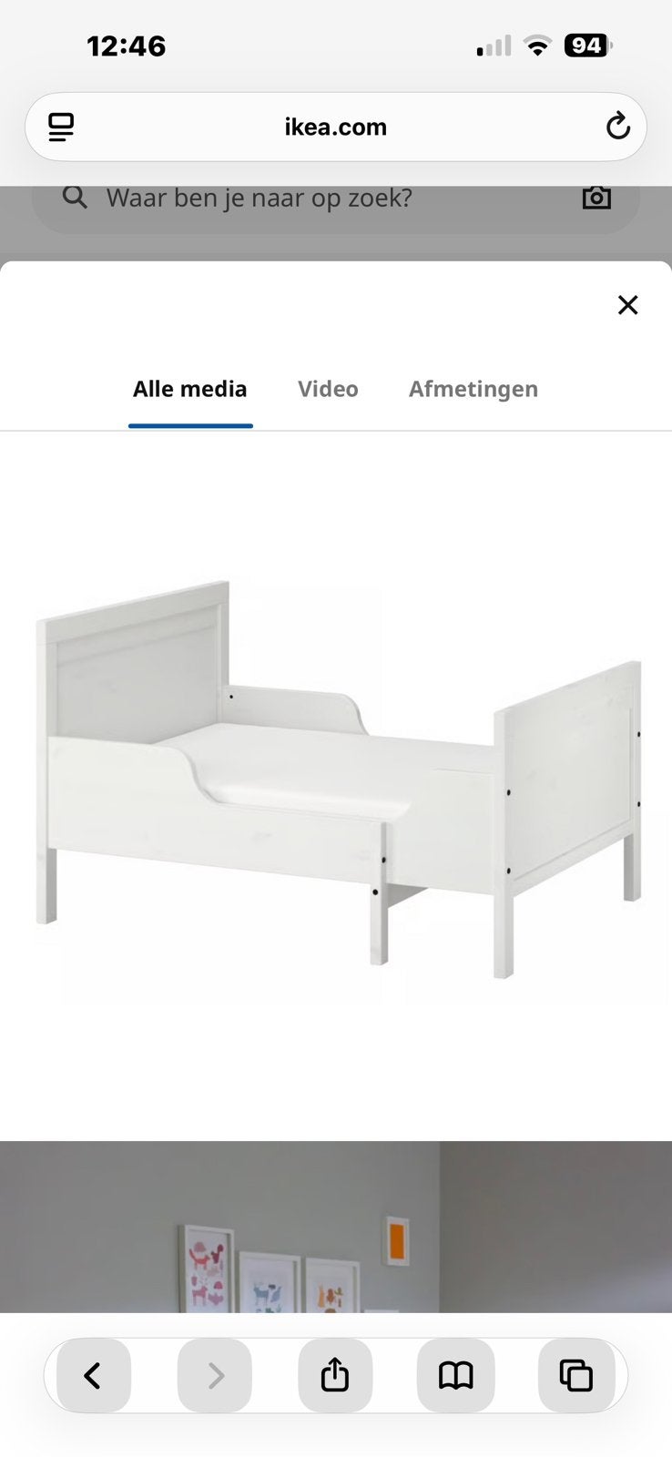 Meegeoei bed ikea, Ophalen, Zo goed als nieuw, Minder dan 140 cm, Minder dan 70 cm