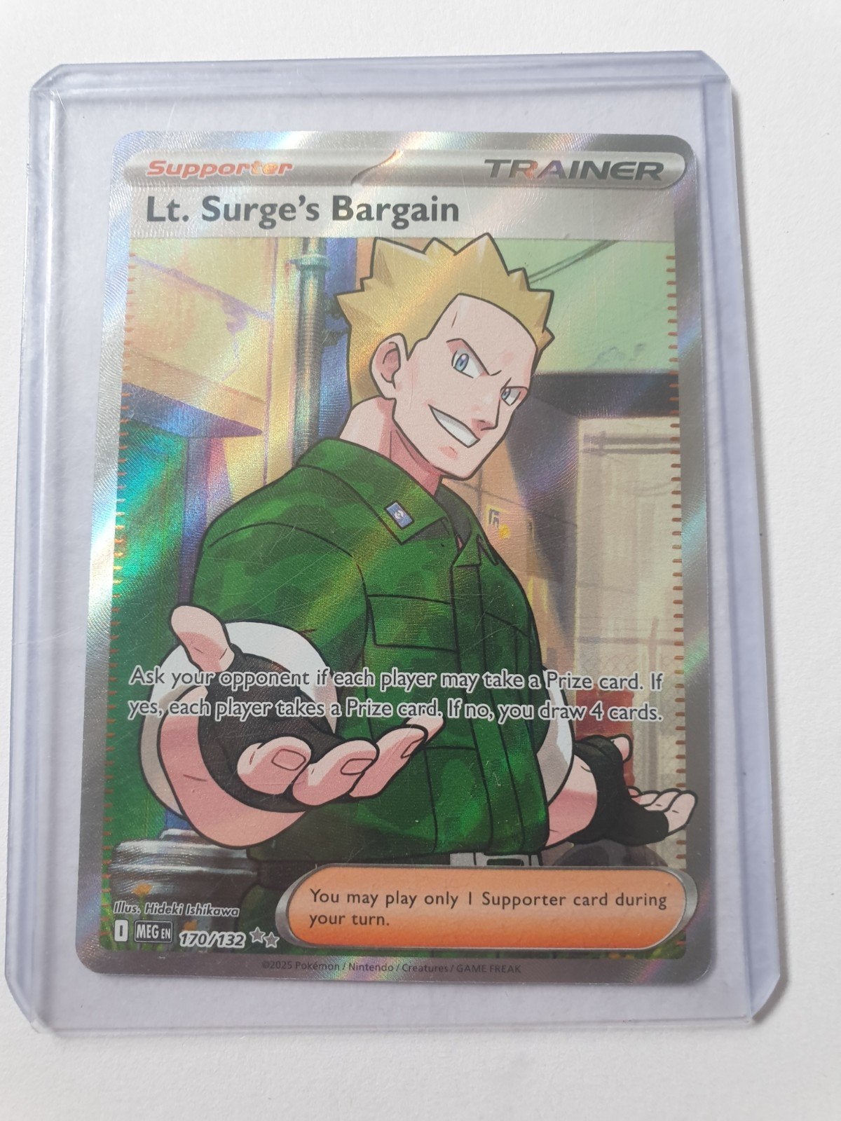 Engelse Pokemon kaart Lt. Surge's Bargain, Ophalen of Verzenden