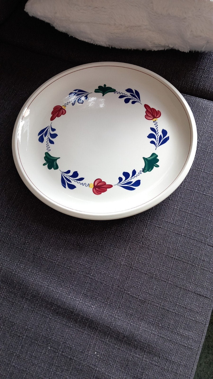 Boerenbont taartschaal - gaaf, Ophalen, Aardewerk, Boerenbont, Schaal of Schalen