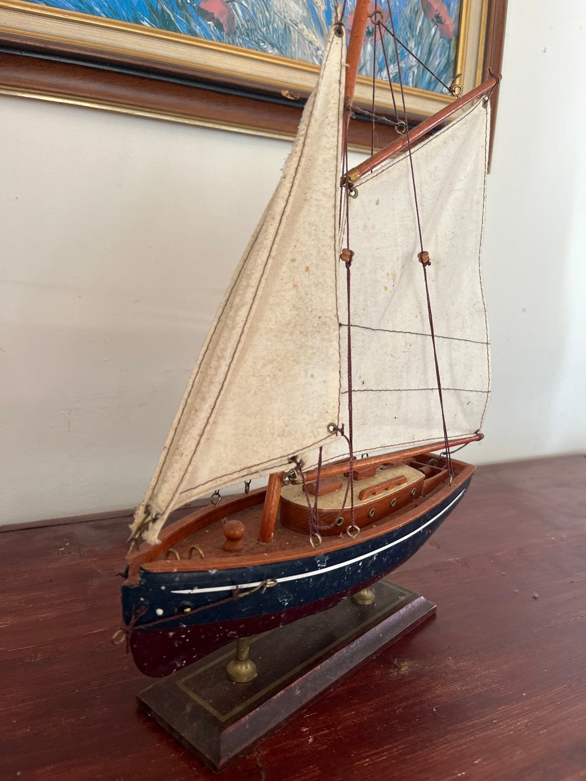Decoratieve Houten Zeilboot Model - Vintage Stijl, Hobby en Vrije tijd, Ophalen, Gebruikt, Groter dan 1:32, Overige merken