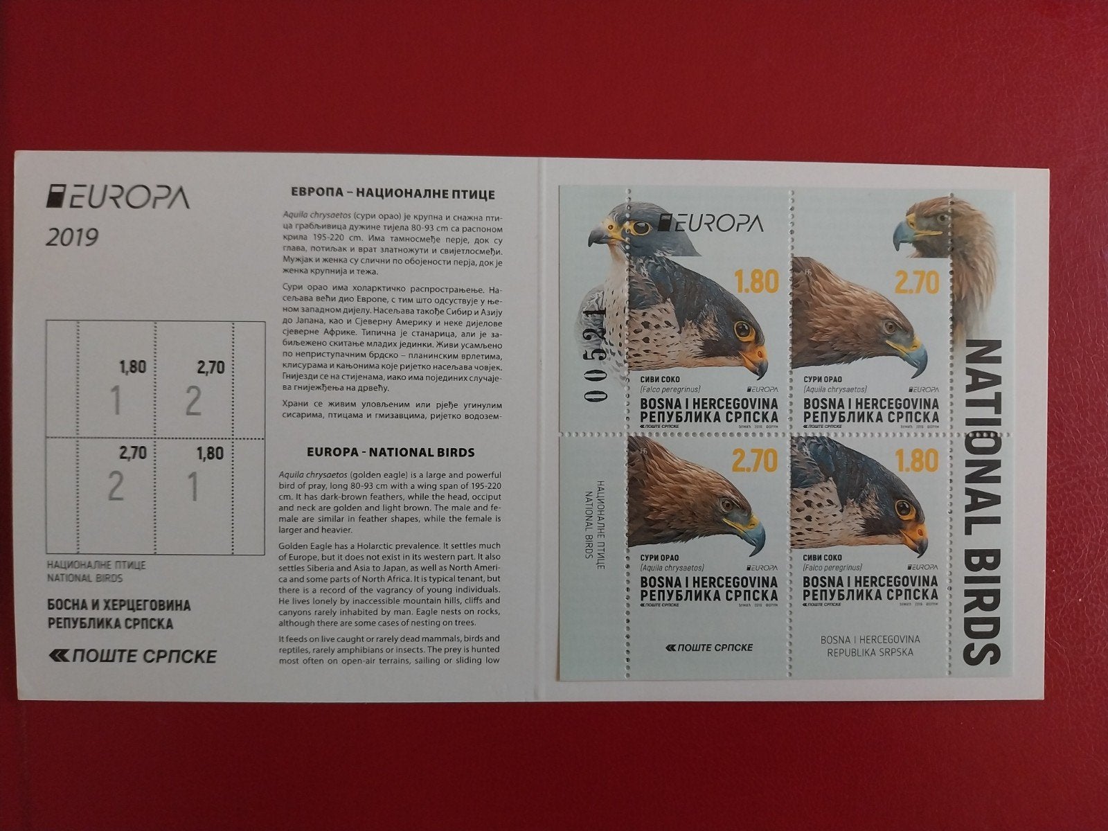 Europa Bosnië Servië boekje mh14 vogels 2019 postfris mi 11e, Ophalen of Verzenden, Dier of Natuur