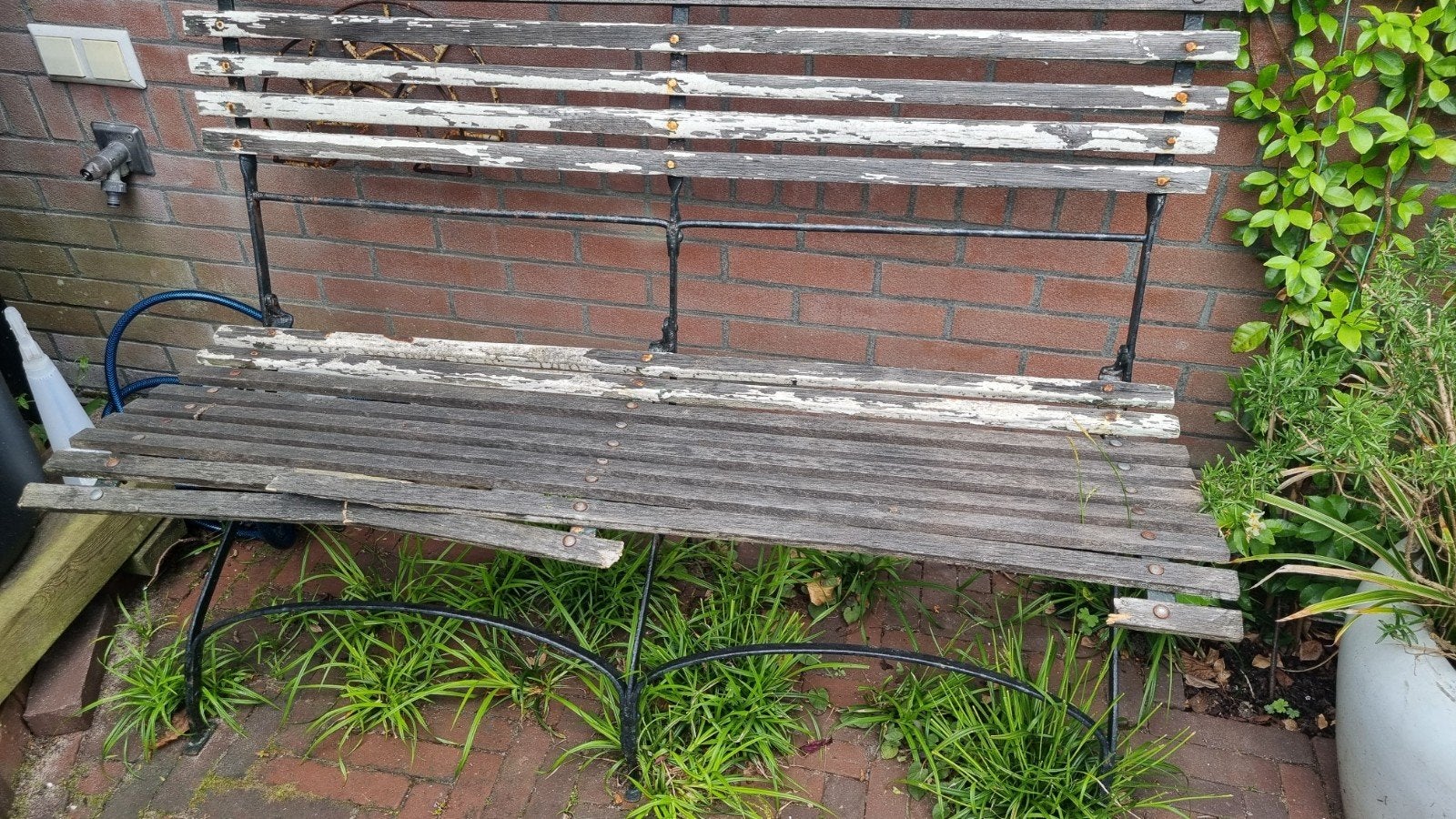 Vintage tuinbank 120cm - opknapper, Ophalen, Gebruikt, Hout