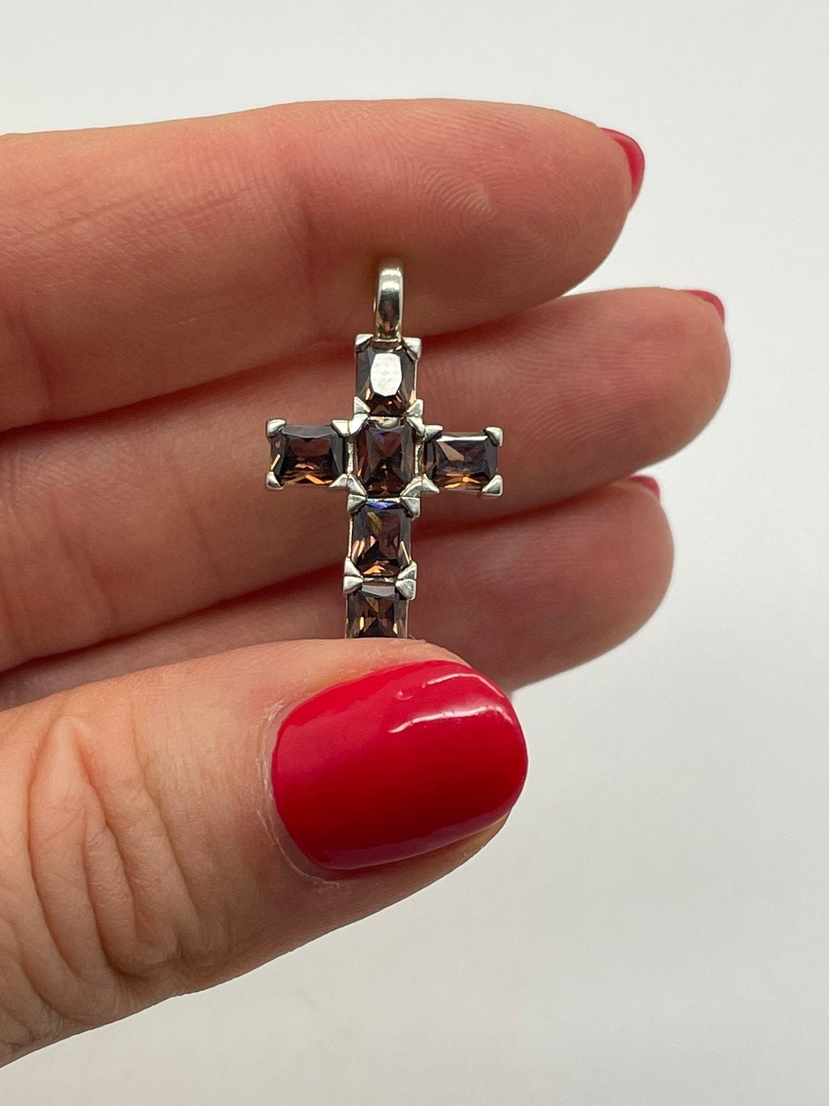 E364 Prachtige zilveren kruisje rooktopaas, Sieraden, Tassen en Uiterlijk, Kettinghangers, Ophalen of Verzenden, X, Zilver, Zilver
