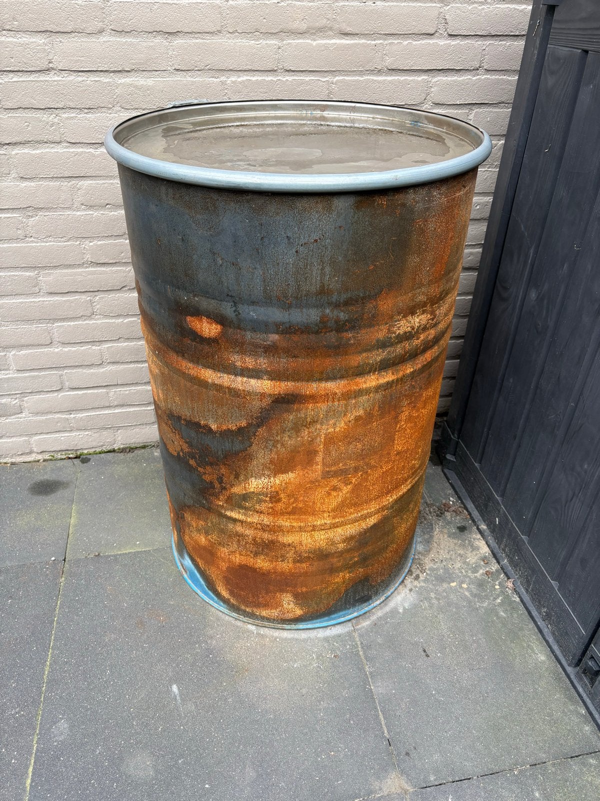 Vuurton / Regenton / Vuurkorf met deksel, 250 liter, Ophalen, Gebruikt, Vuurkorf