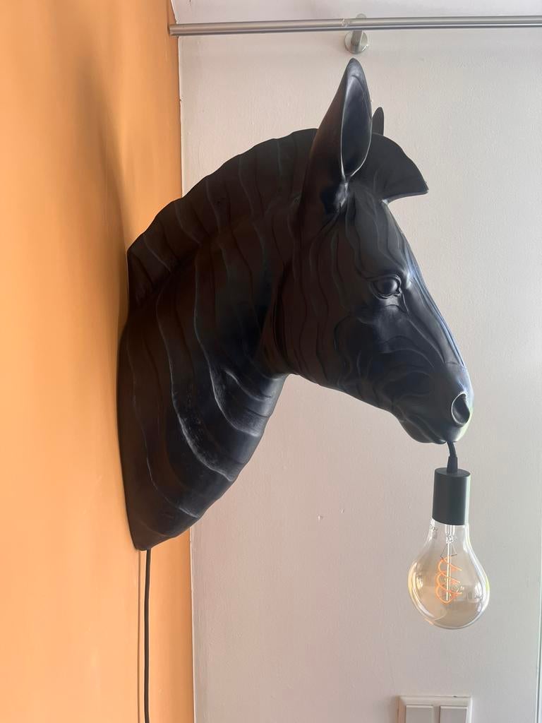 Zebra wandlamp zwart met mooie details en groot!, Ophalen of Verzenden