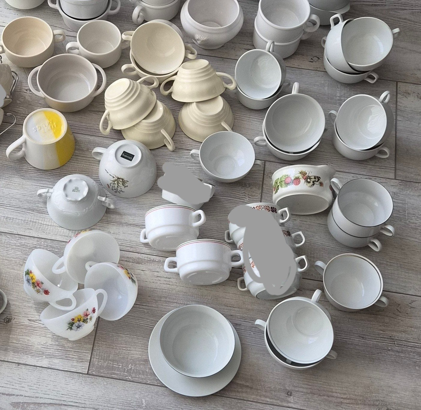 Schaaltjes met oor,  Soepkommen.
Effen kleur en met print., Huis en Inrichting, Ophalen, Zo goed als nieuw, Vintage, Kom(men)