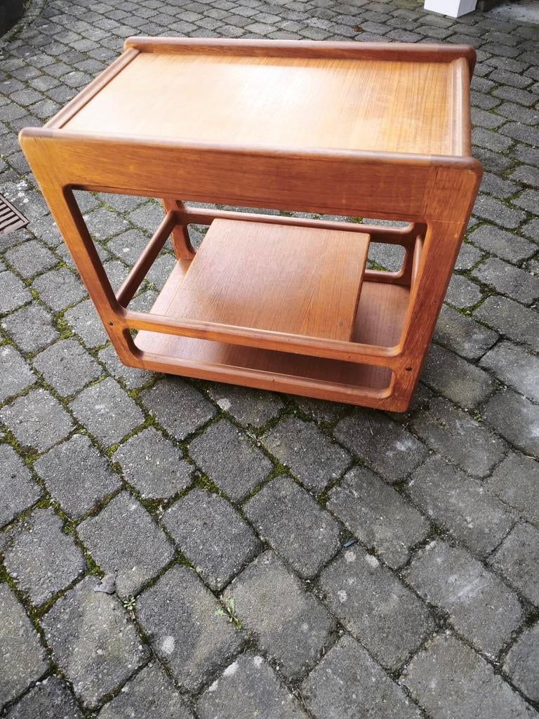 Deense Kai Kristiansen vintage jaren 60 teak serveerwagen, Ophalen, Gebruikt, 50 tot 100 cm, Teakhout