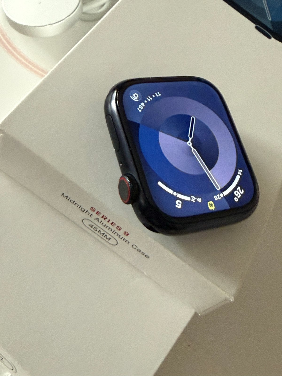 Apple Watch Series 9 45mm Midnight Aluminium GPS + Cellular, Ophalen, Afstand, Zwart, IOS
