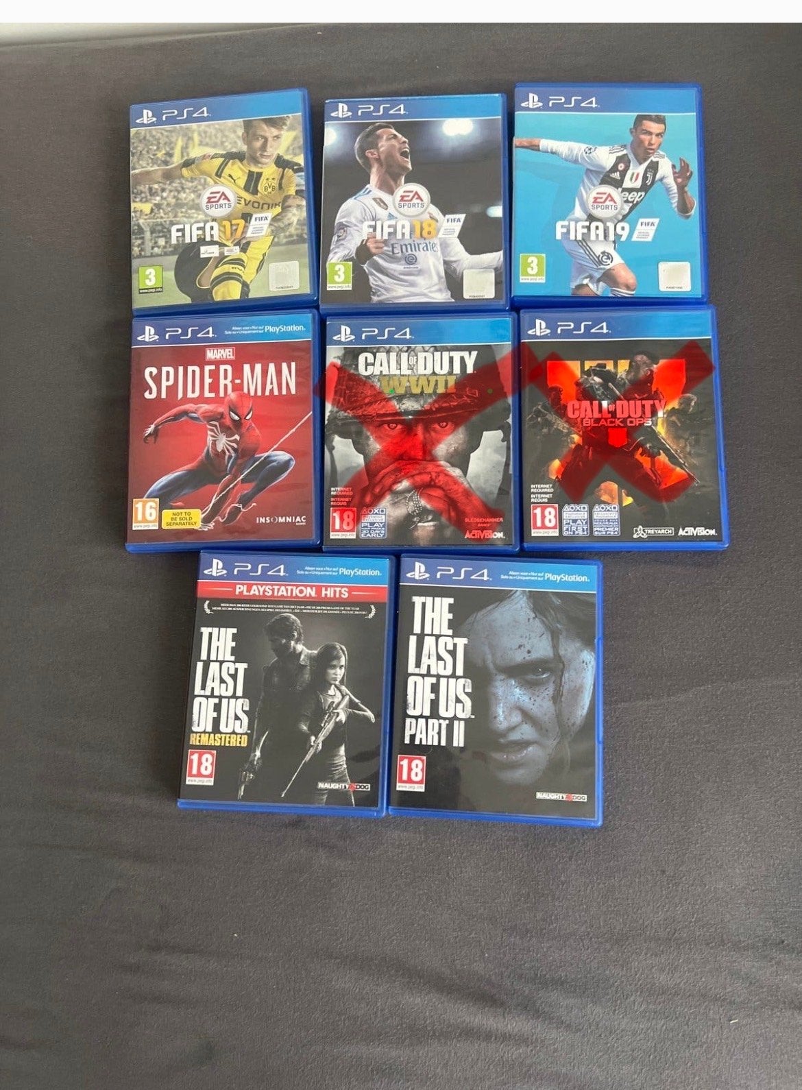 PS4 Games: FIFA, The Last of Us ( 64 euro incl. Verzenden ), Gebruikt, Vanaf 18 jaar, Overige genres, Eén computer