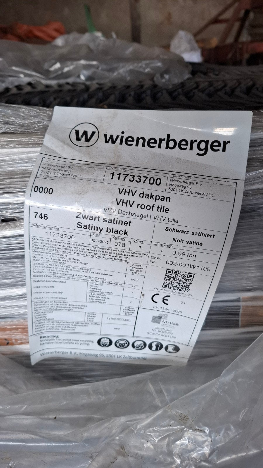Wienerberger VHV Dakpan Zwart Satinet, Doe-het-zelf en Verbouw, Dakpannen en Dakbedekking, Ophalen, Steen of Klei, Zwart, Nieuw