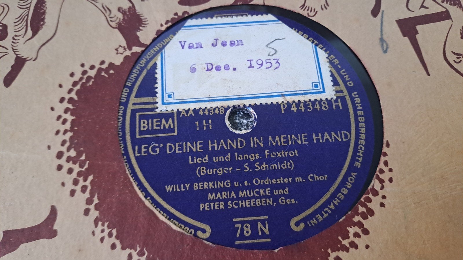 Vintage Philips 78 toeren plaat - Willy Berking, Ophalen of Verzenden, Gebruikt, 10 inch, Overige typen