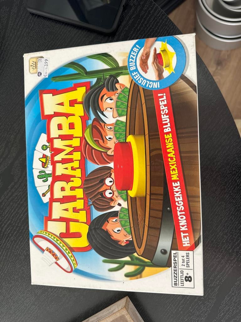 Gratis Caramba Spel: Het knotsgekke Mexicaanse blufspel!, Drie of vier spelers, Ophalen of Verzenden, Gebruikt