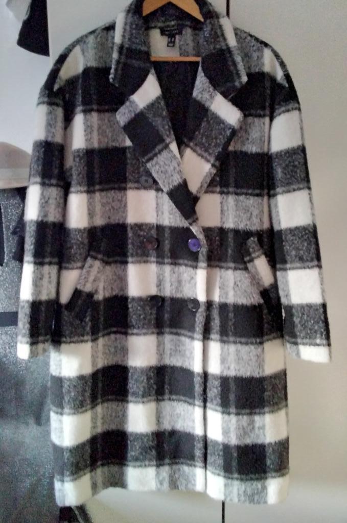 mooie mantel dames jas mantel XL zwart en wit, Kleding | Dames, Jassen | Winter, Zo goed als nieuw, Maat 46/48 (XL) of groter