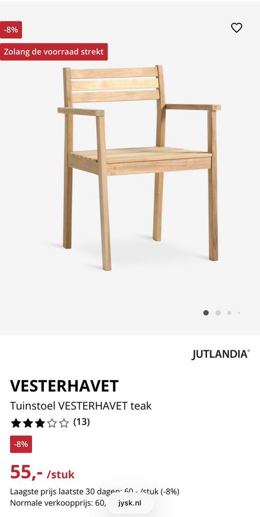 5 Vester Havet tuinstoelen van jysk, Ophalen, Gebruikt, Hout
