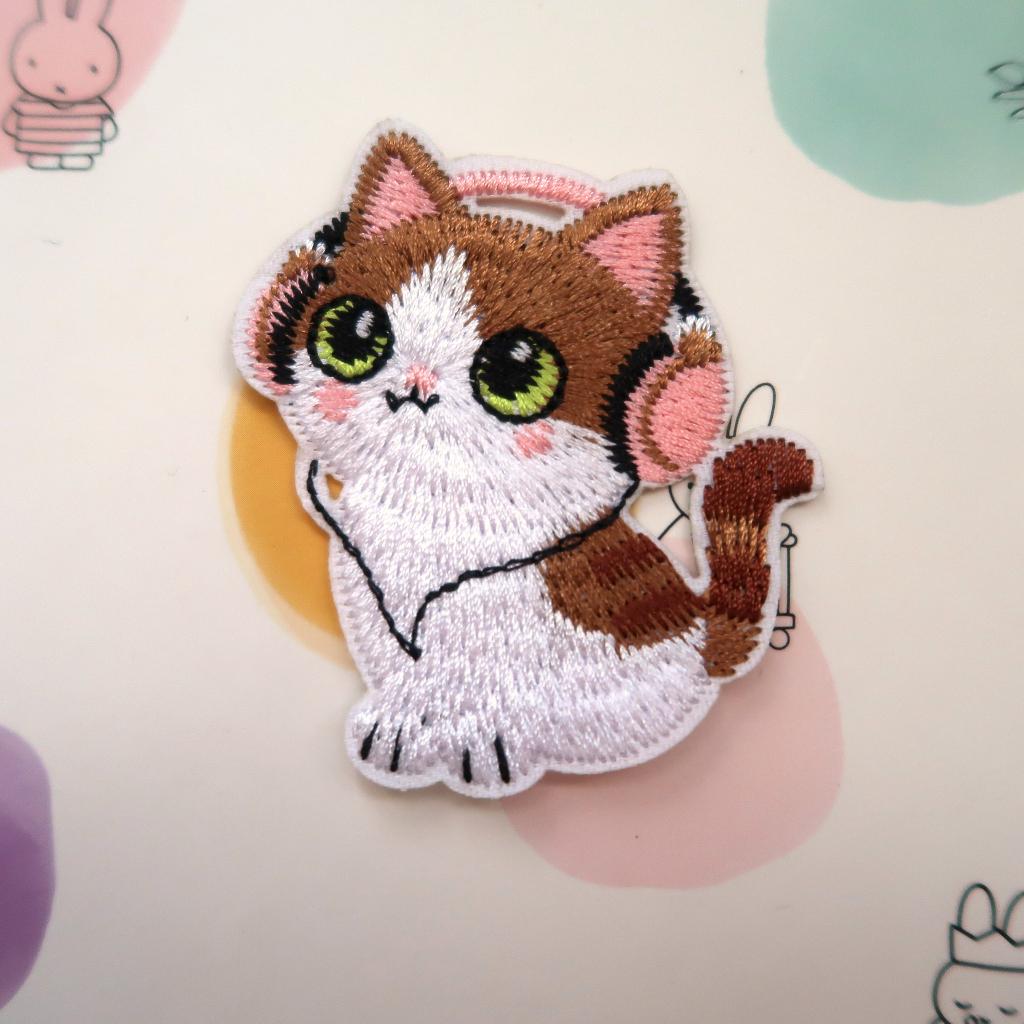 Koptelefoon Kat opstrijkplaatje Patch Badge Applique, Verzenden, Nieuw