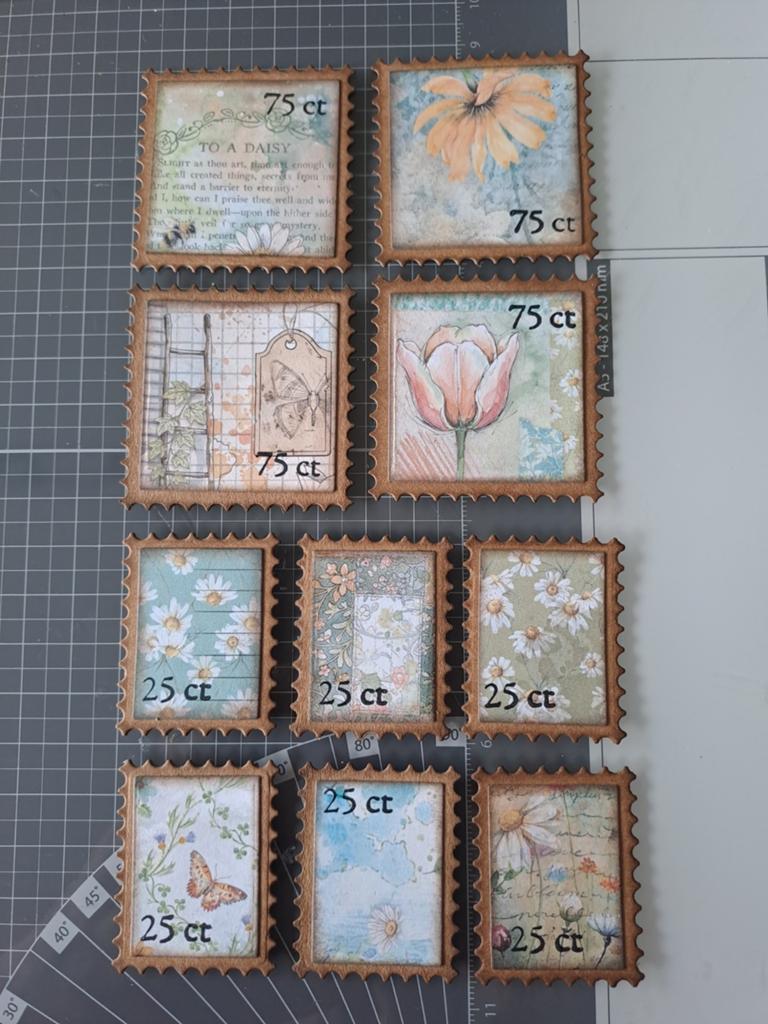 Set stansjes Vintage postzegels, Hobby en Vrije tijd, Kaarten | Zelfgemaakt, Ophalen, Nieuw, Overige thema's