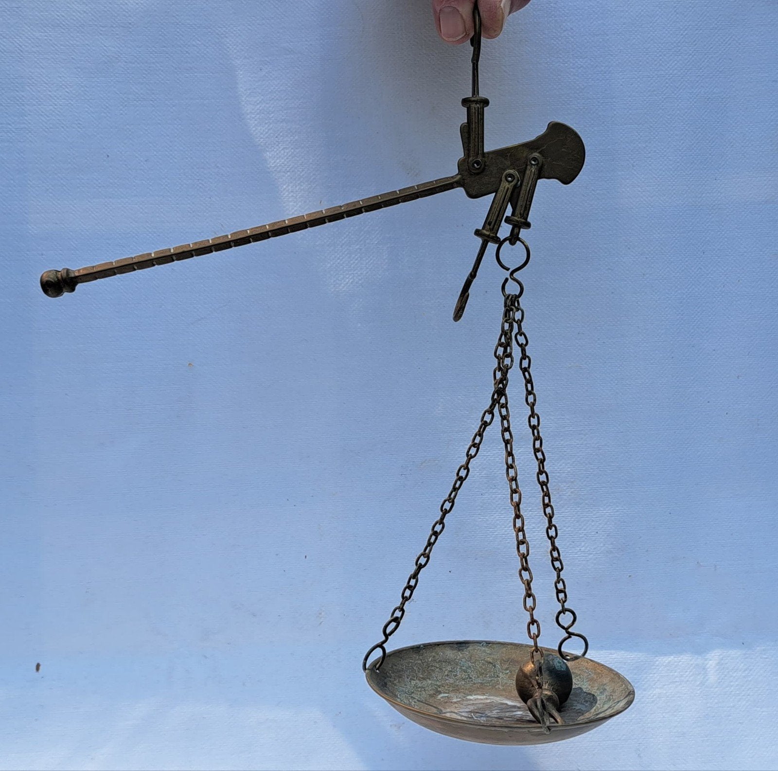 Antieke Messing Romeinse Weegschaal (Unster) - Compleet, Ophalen of Verzenden