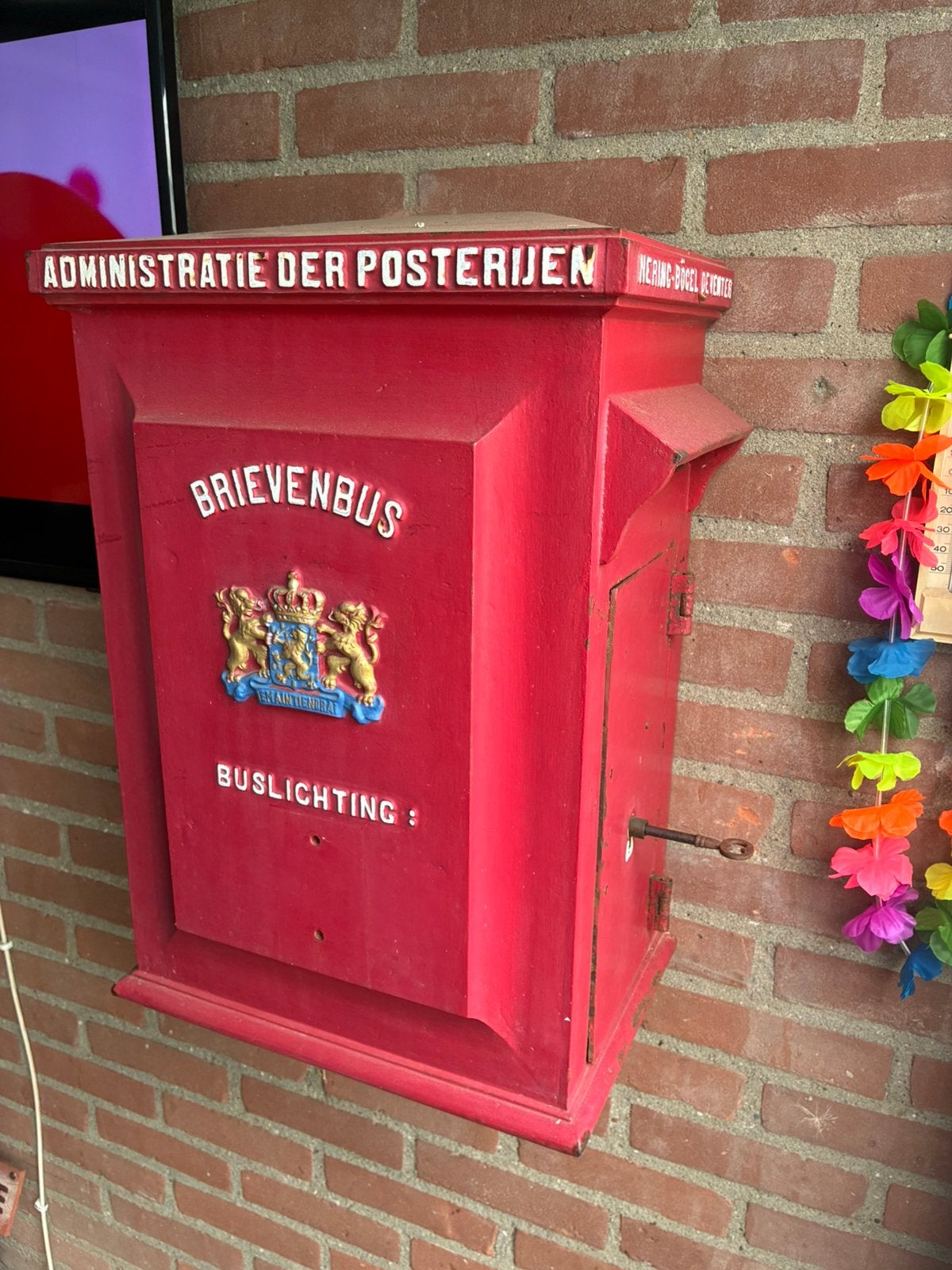 Originele antieke ptt brievenbus, Ophalen, Gebruikt, Overige materialen, Wandbrievenbus