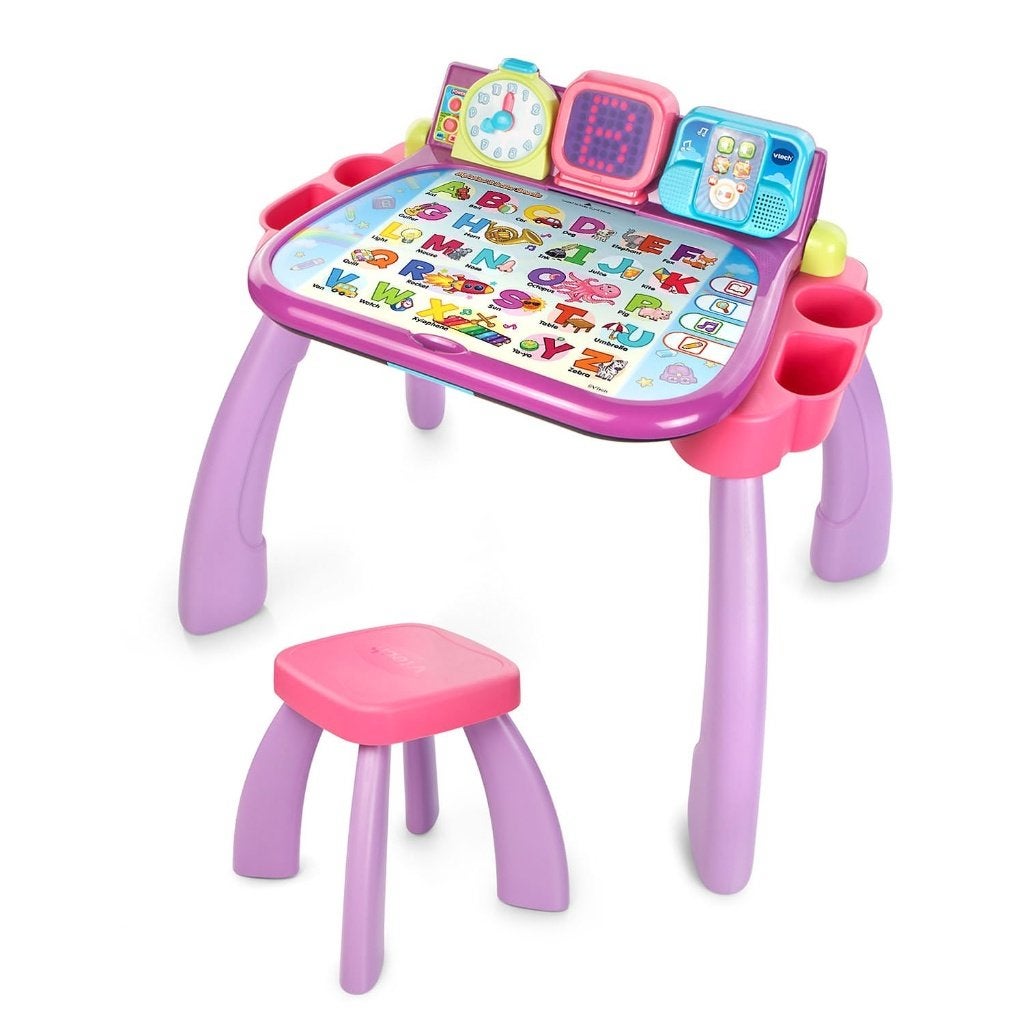 V Tech touch and learn activiteiten leer abc tafel krukje, Ophalen, Zo goed als nieuw, 2 tot 4 jaar