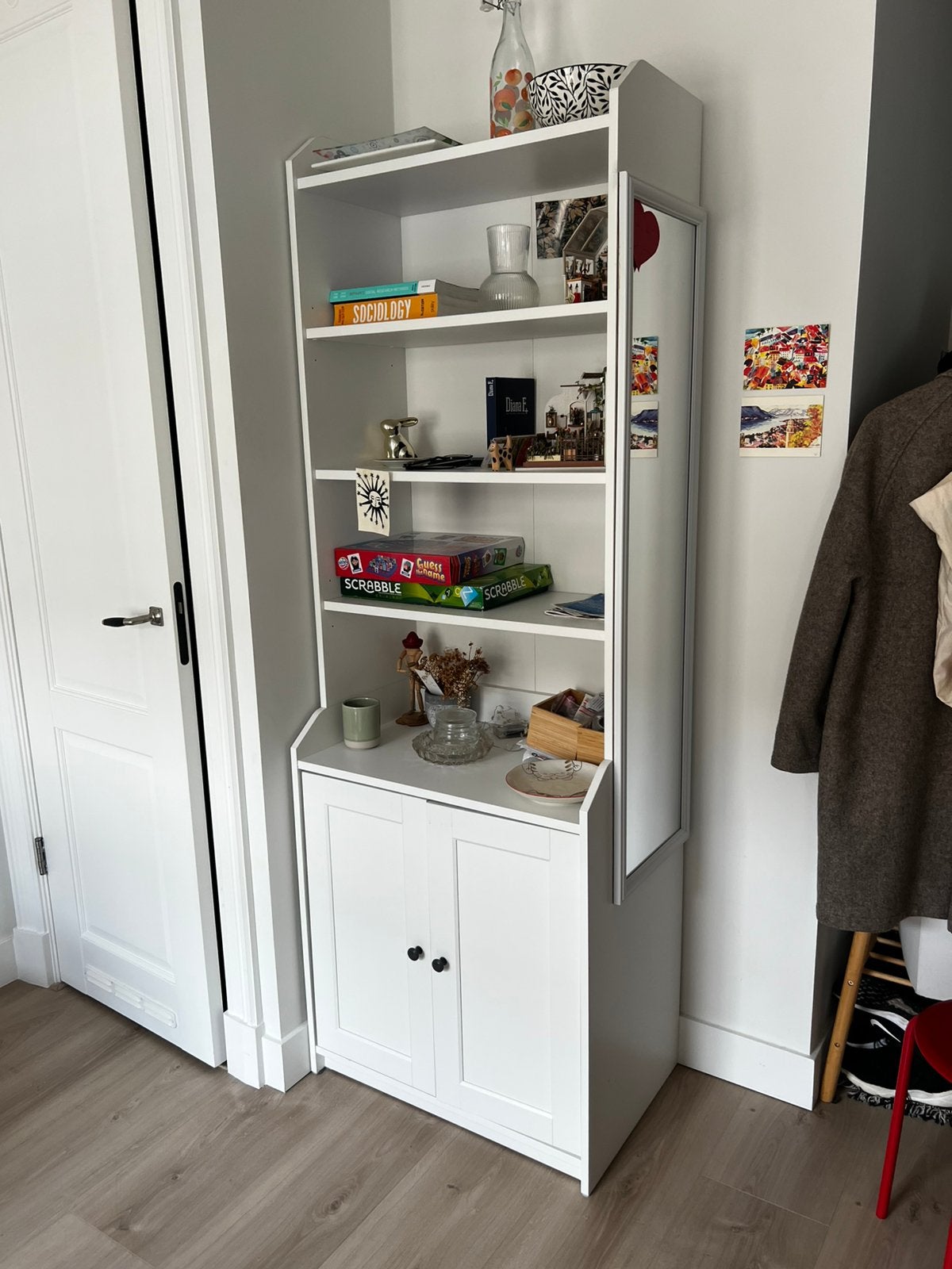 IKEA HAVSTA White Storage Cabinet with Mirror, Ophalen, Met deur(en), 200 cm of meer, 50 tot 100 cm