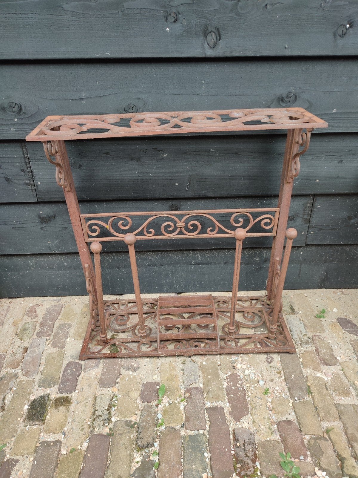 Gietijzeren frans-brocante schoenen/laarzenrek, Ophalen, Gebruikt