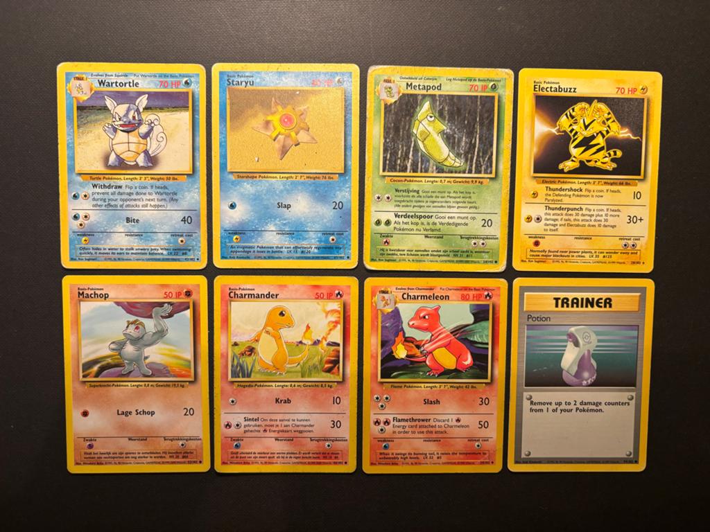Pokémon Kaarten Set - WARTORTLE, STARYU, METAPOD, ELECTABUZZ, Ophalen of Verzenden, Gebruikt, Meerdere kaarten